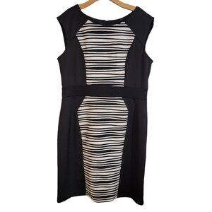 Studio One New York‎ Sheath Dress Size 16 Black White Sleeveless Round Neck